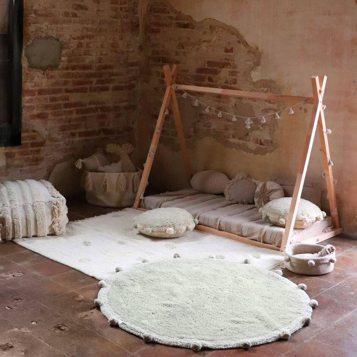 Alfombra 120x160cm HIPPY DOTS Lorena Canals natural-olive