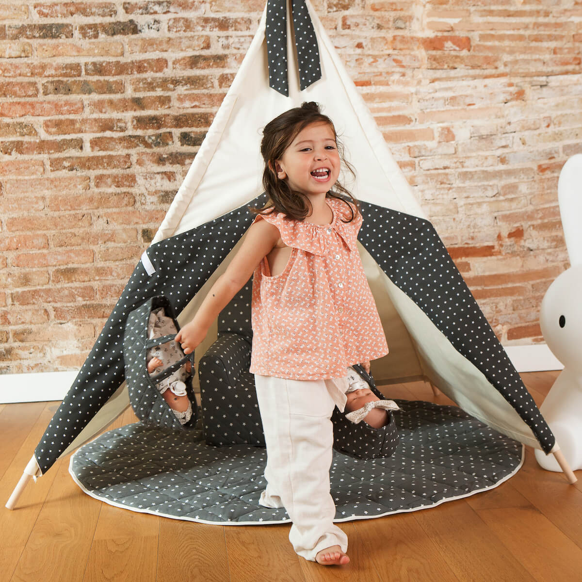 Alfombra infantil Tipi STARS gris