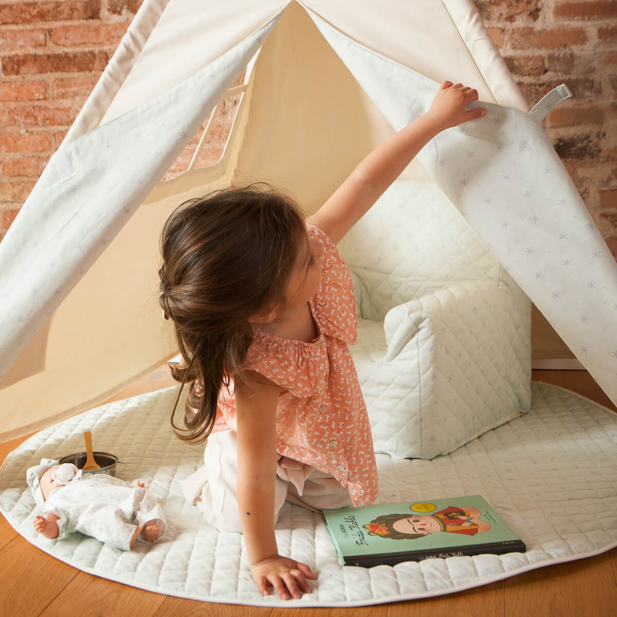 Alfombra infantil tipi STARS verde