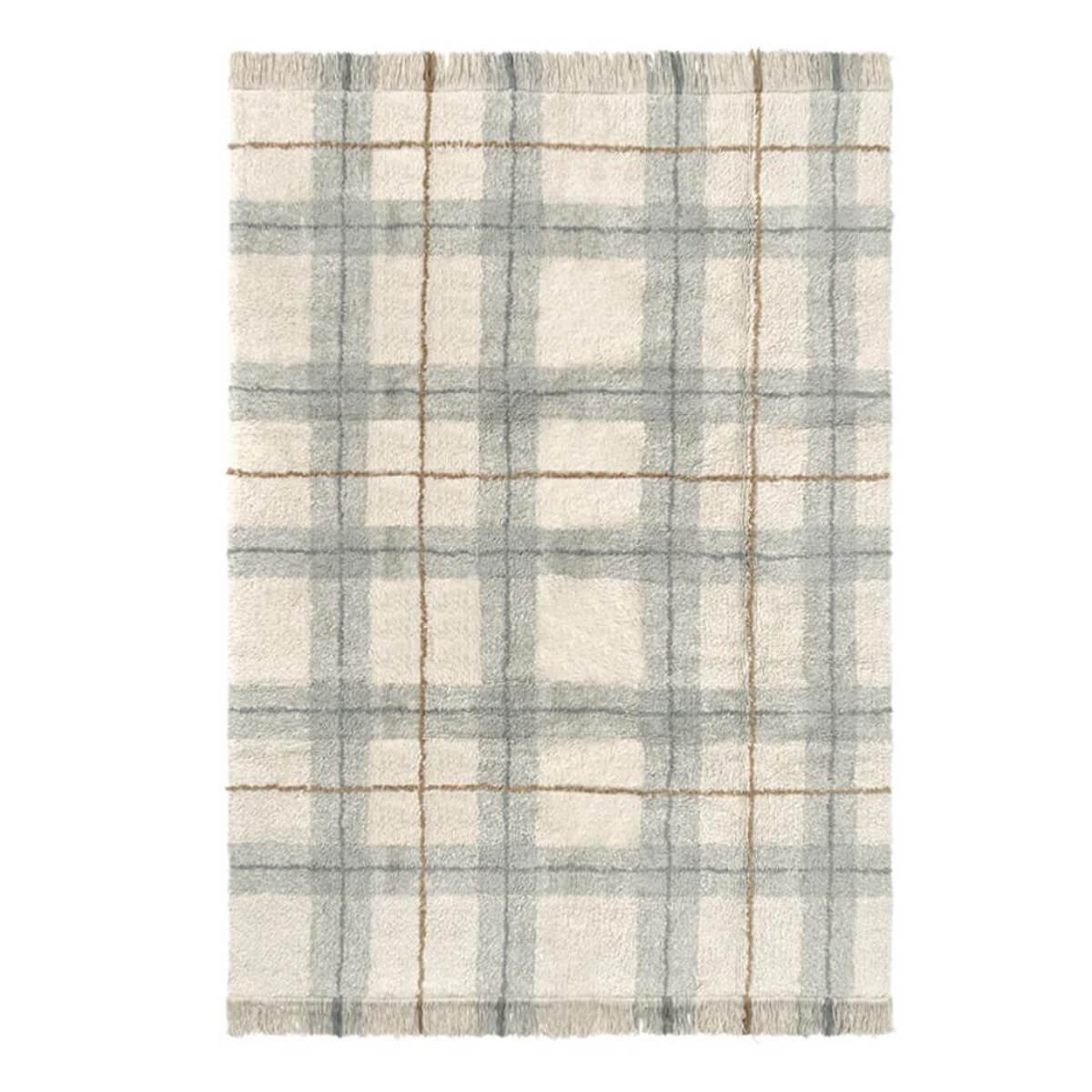 Alfombra lavable 140x190cm TARTAN Wouf Wouf Lorena Canals blue sage