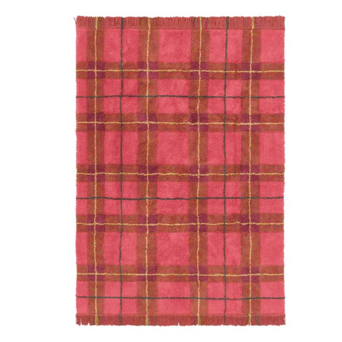 Alfombra lavable 90x120cm TARTAN Wouf Wouf Lorena Canals vintage red