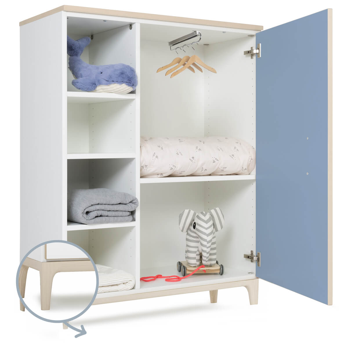 Armario 120 cm 1 puerta NADO Curve acabado fresno capri blue