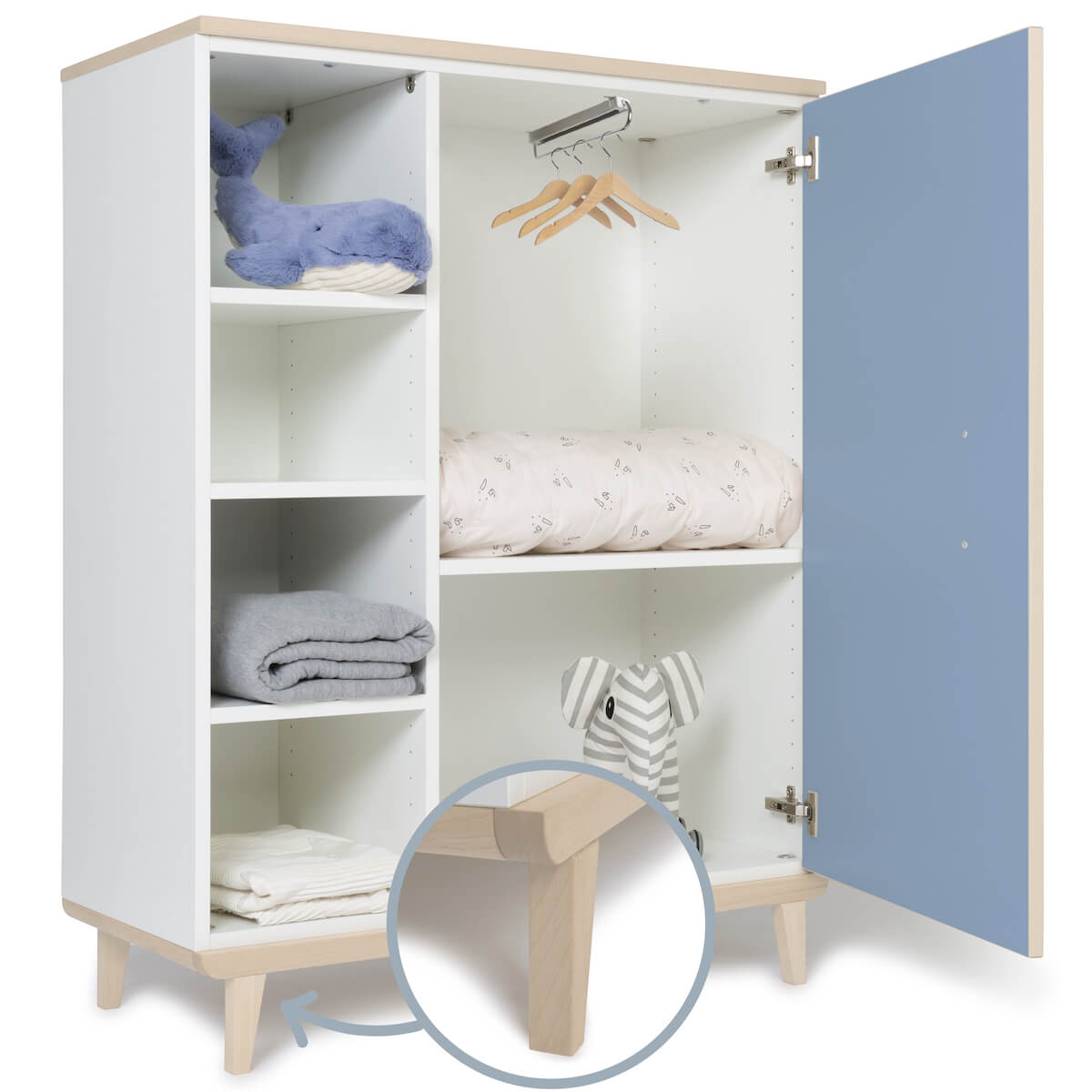 Armario 120 cm 1 puerta NADO Retro acabado fresno capri blue