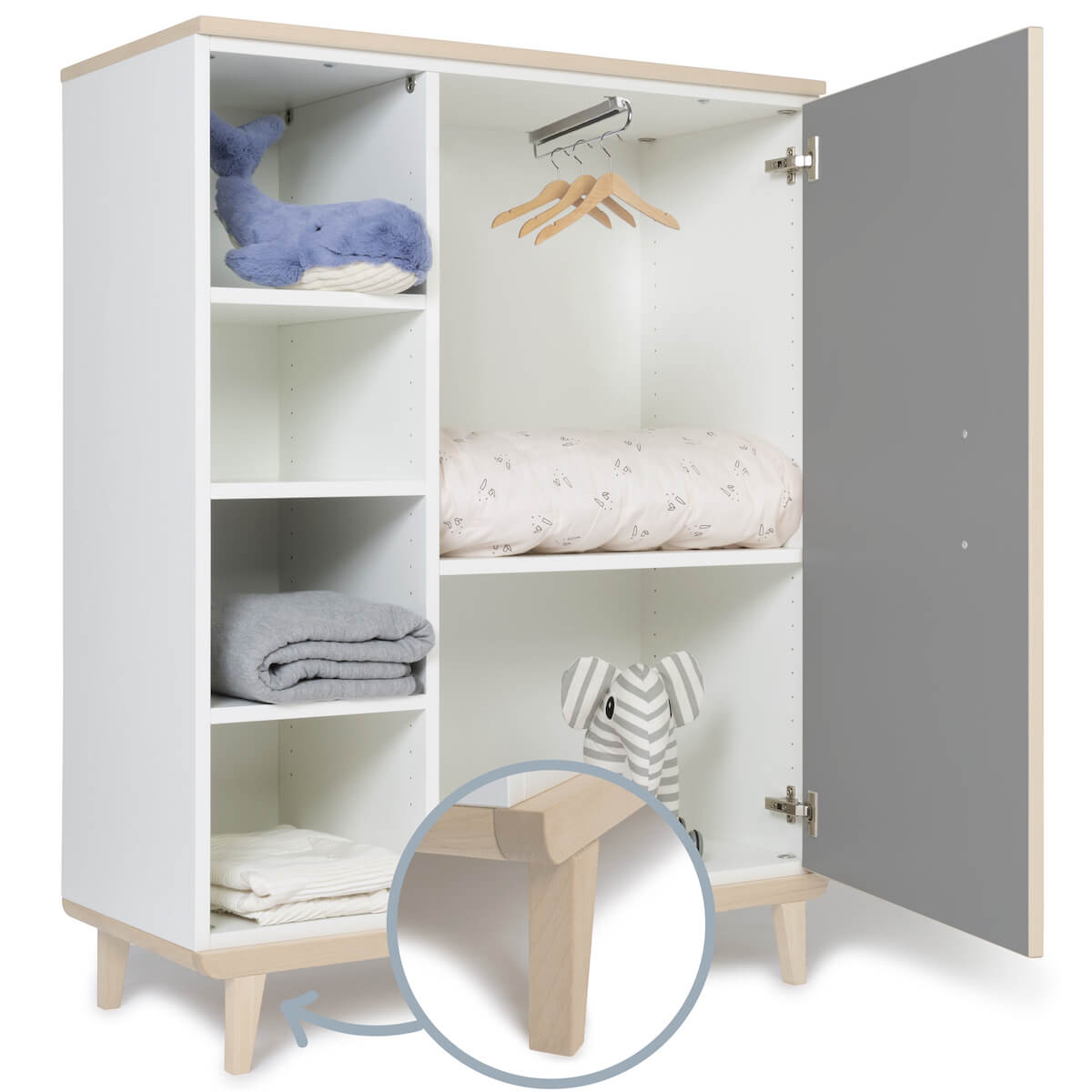 Armario 120 cm 1 puerta NADO Retro acabado fresno slate grey