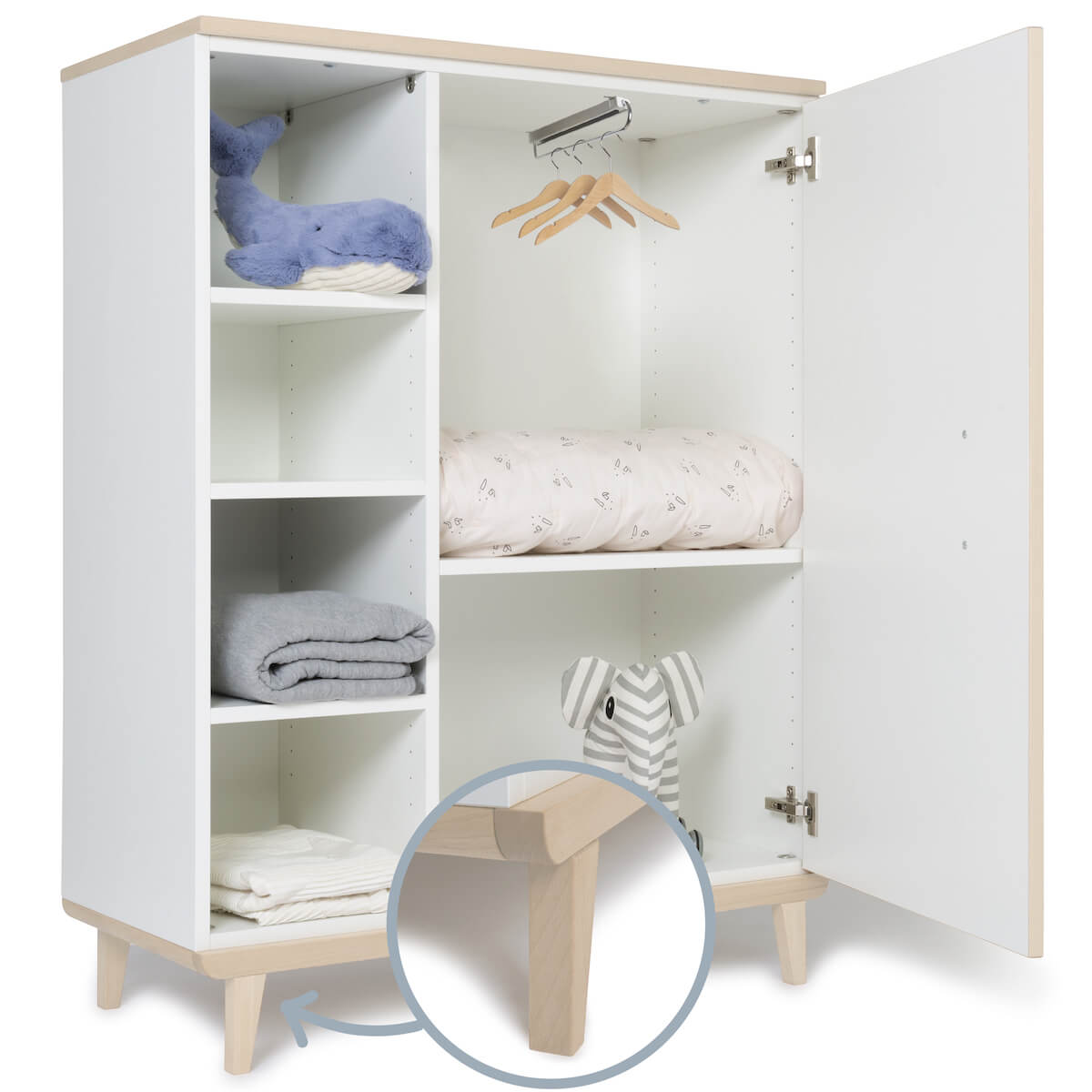 Armario 120 cm 1 puerta NADO Retro acabado fresno white