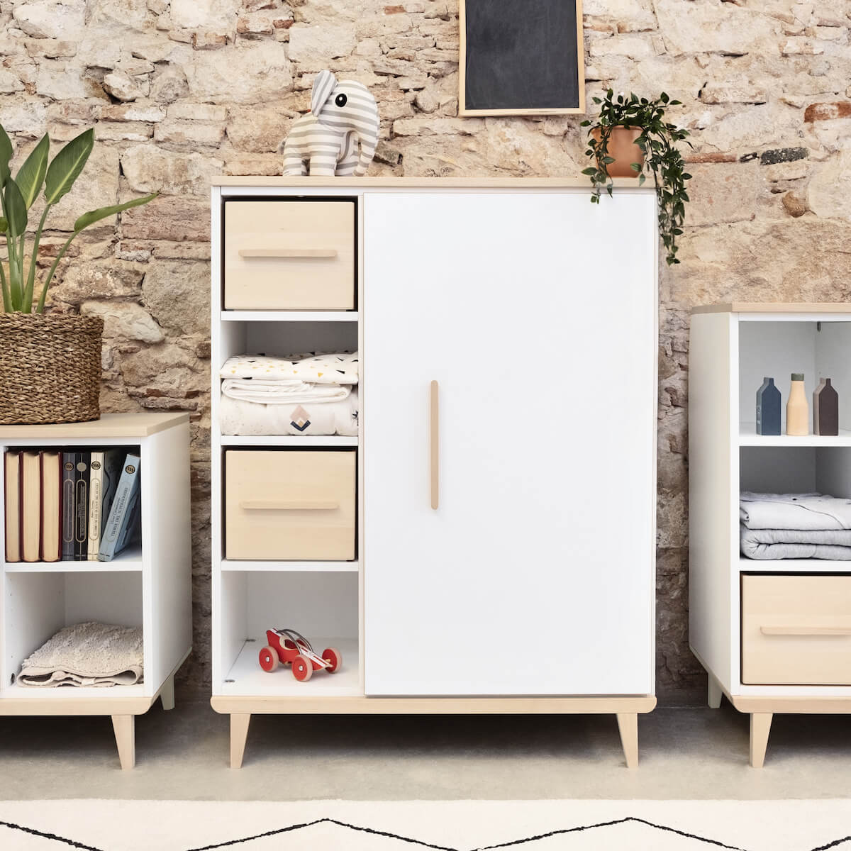 Armario 120 cm 1 puerta NADO Retro acabado fresno white