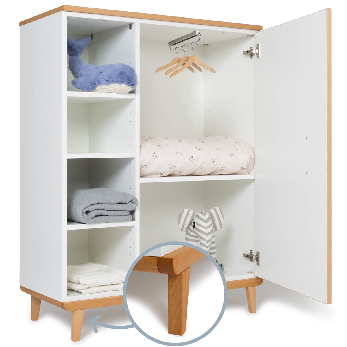 Armario 120 cm 1 puerta NADO Retro acabado haya white