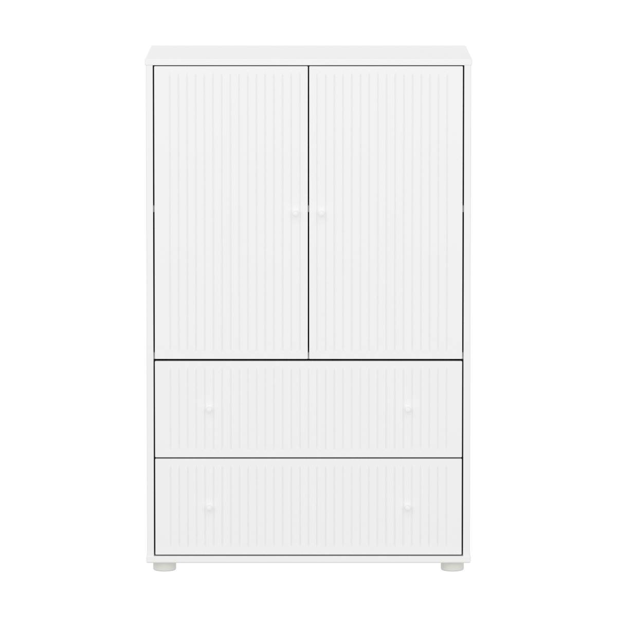 Armario 120cm 2 puertas 2 cajones ranuras SAGA Flexa blanco-blanco