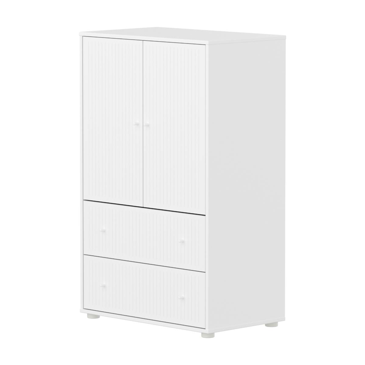 Armario 120cm 2 puertas 2 cajones ranuras SAGA Flexa blanco-blanco