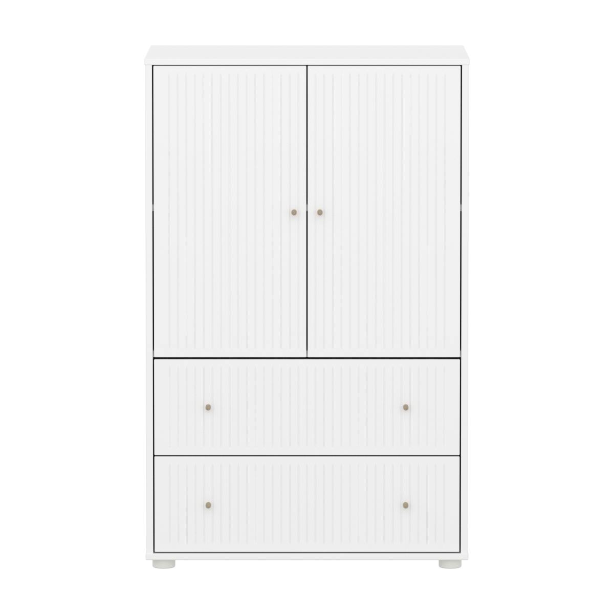 Armario 120cm 2 puertas 2 cajones ranuras SAGA Flexa blanco-oat