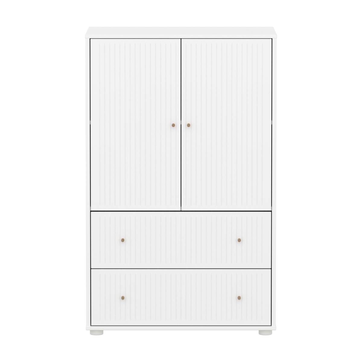 Armario 120cm 2 puertas 2 cajones ranuras SAGA Flexa blanco-roble