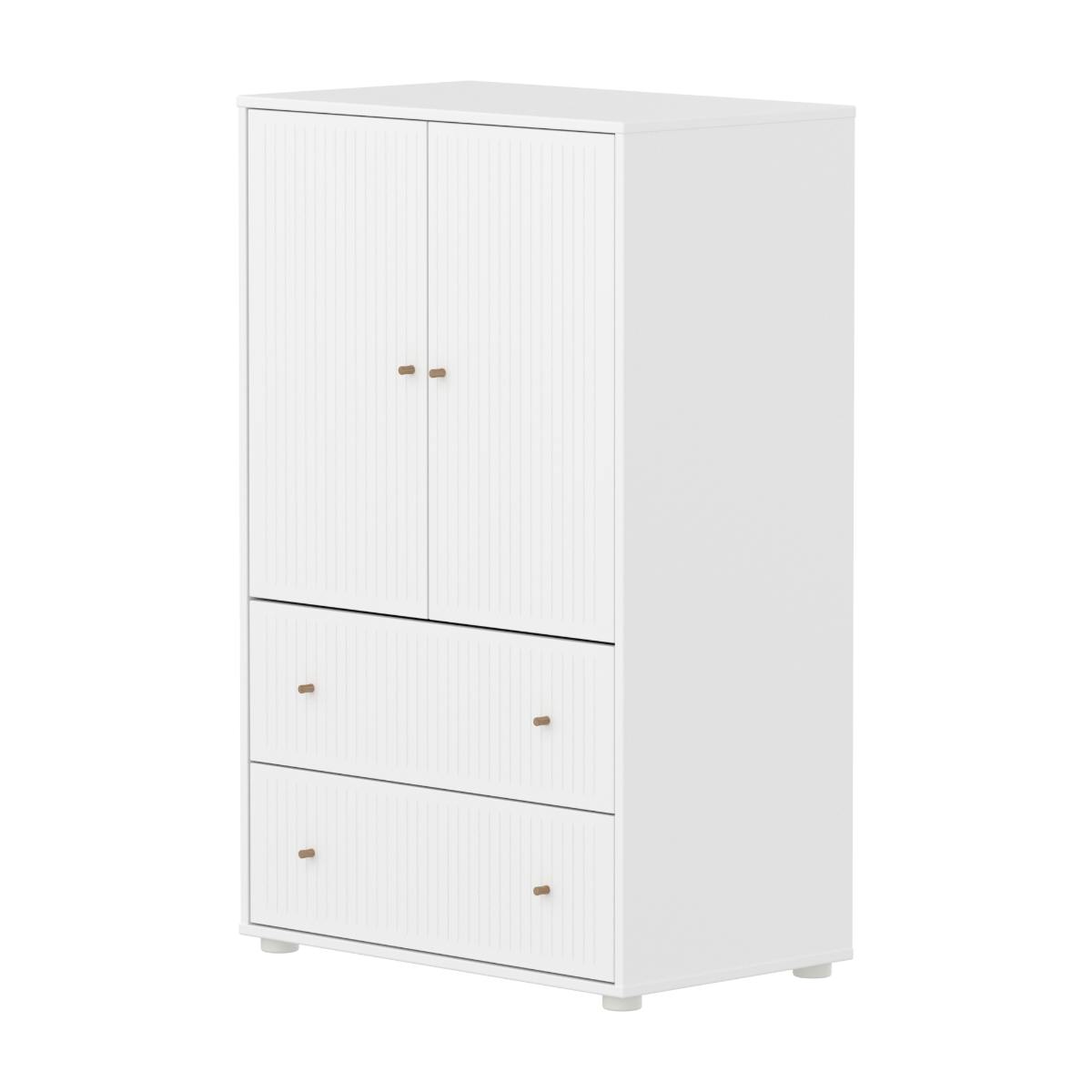 Armario 120cm 2 puertas 2 cajones ranuras SAGA Flexa blanco-roble