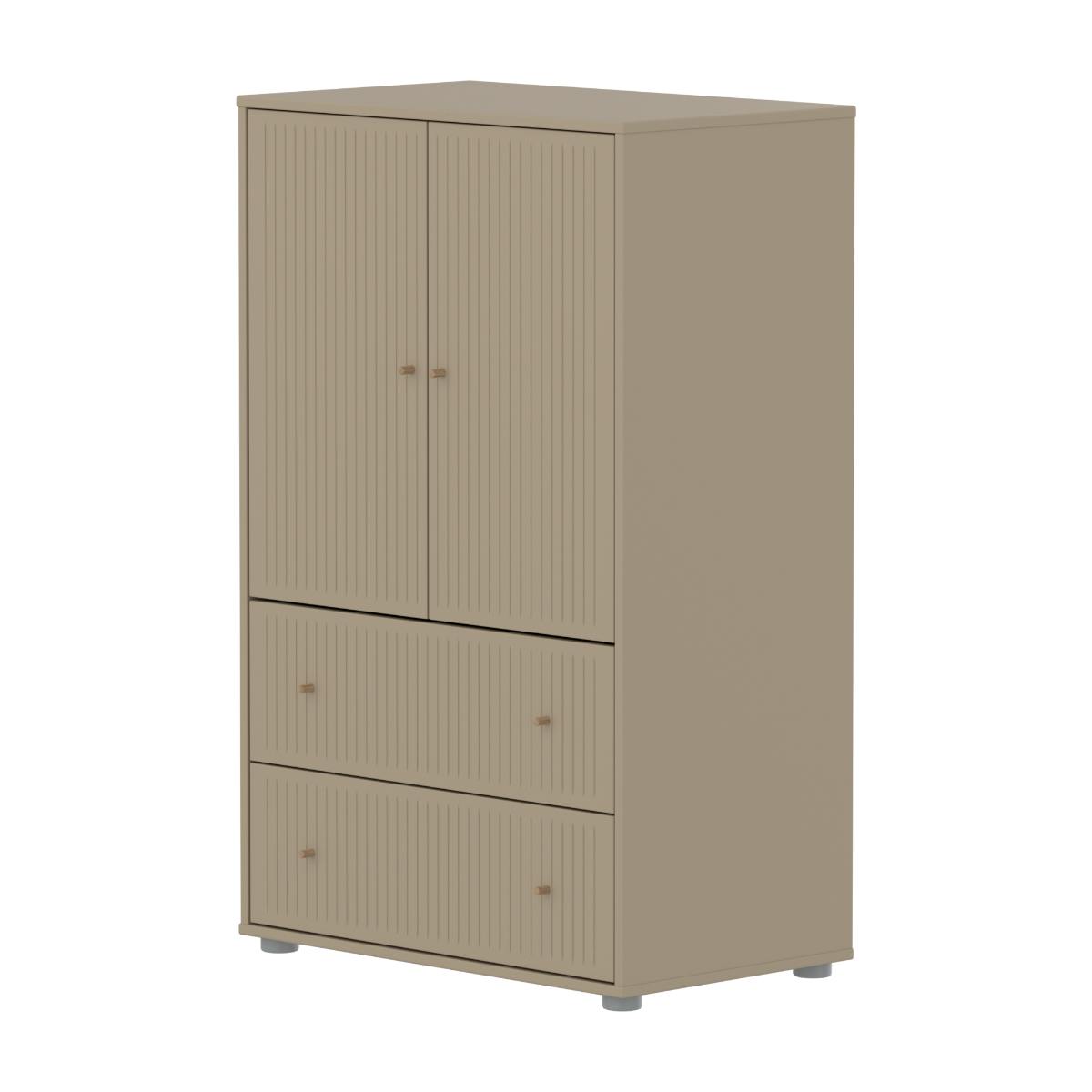 Armario 120cm 2 puertas 2 cajones ranuras SAGA Flexa oat-roble