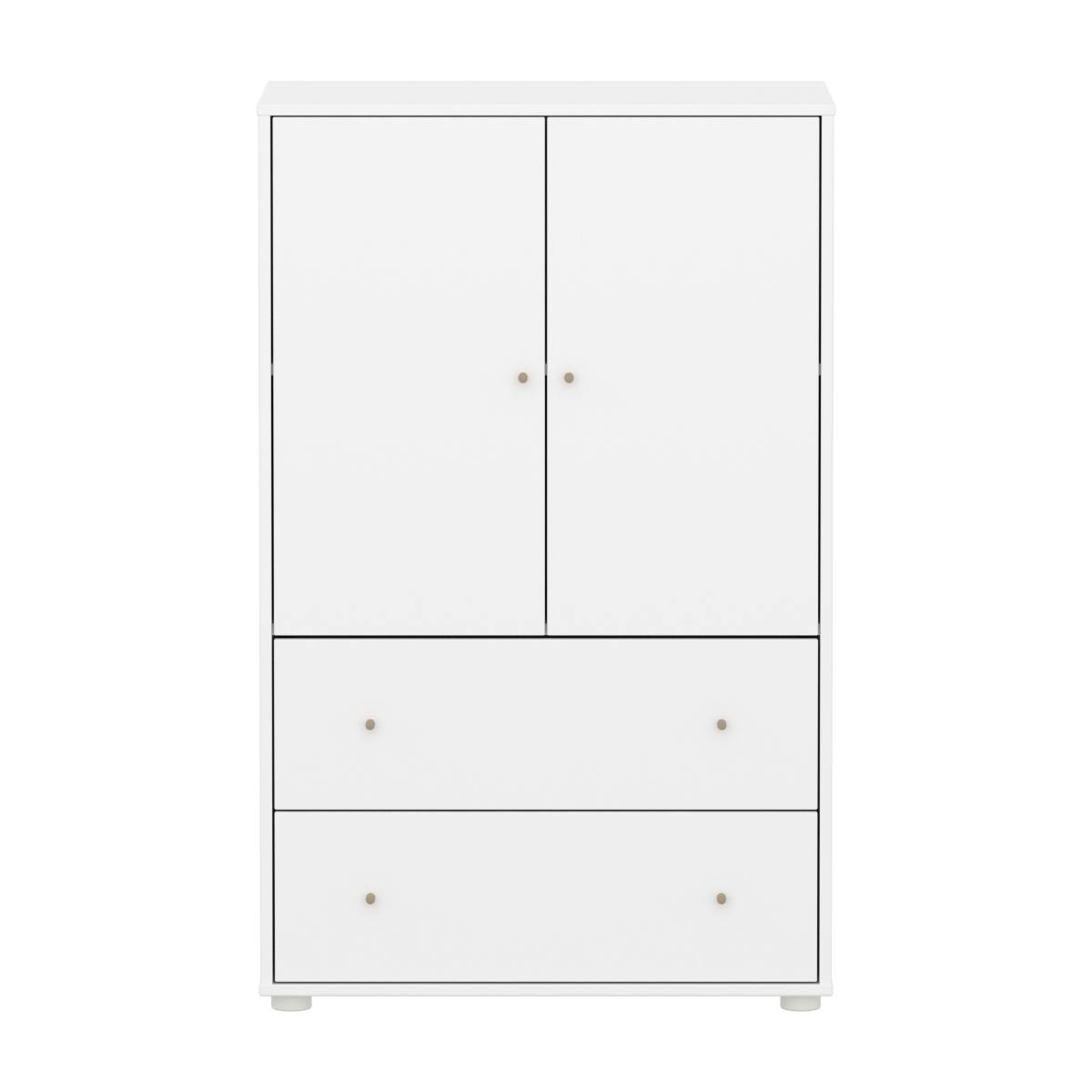 Armario 120cm 2 puertas 2 cajones SAGA Flexa blanco-oat