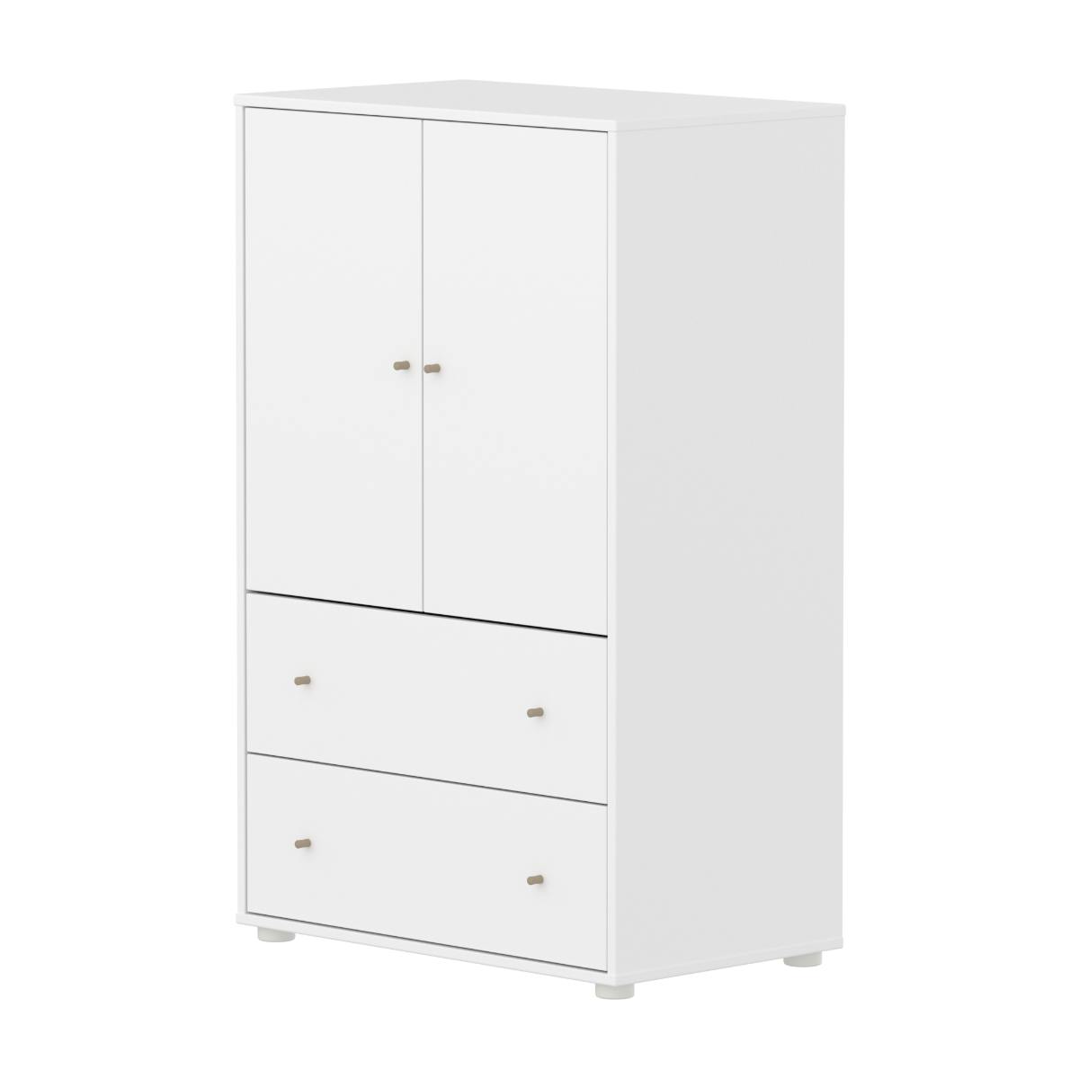 Armario 120cm 2 puertas 2 cajones SAGA Flexa blanco-oat