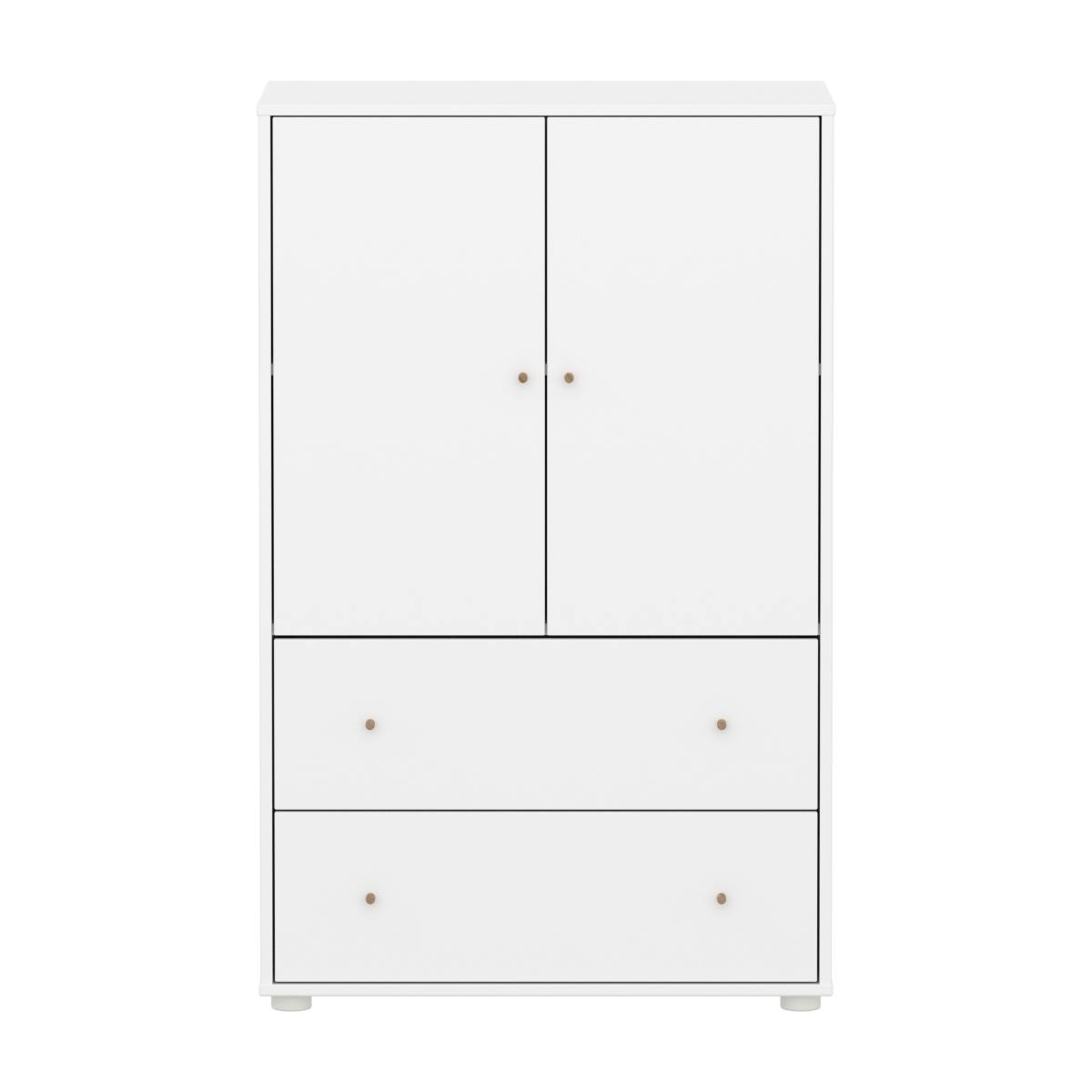 Armario 120cm 2 puertas 2 cajones SAGA Flexa blanco-roble