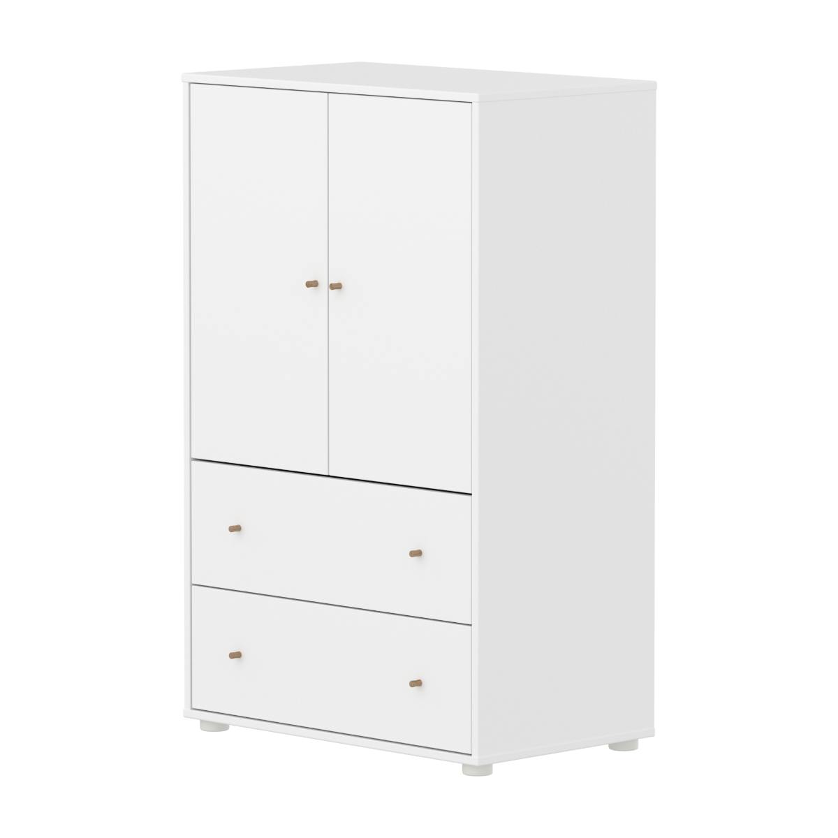 Armario 120cm 2 puertas 2 cajones SAGA Flexa blanco-roble