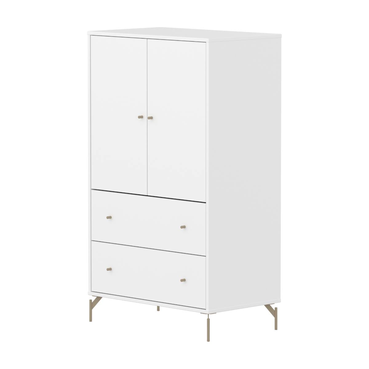 Armario 130cm 2 puertas 2 cajones-patas SAGA Flexa blanco-oat