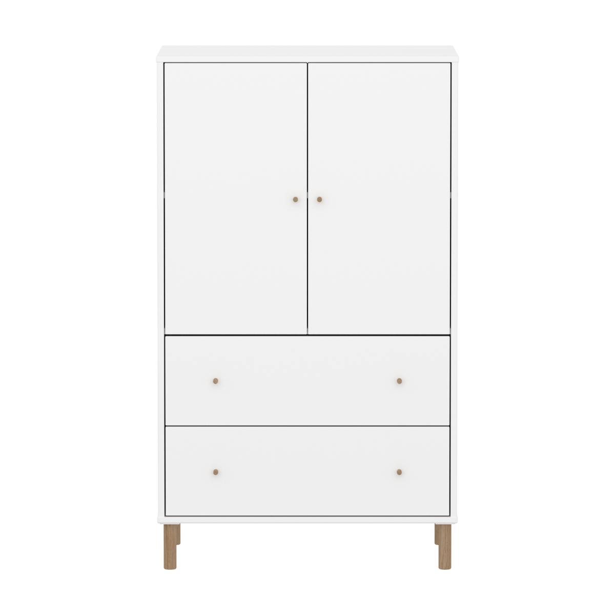Armario 130cm 2 puertas 2 cajones-patas SAGA Flexa blanco-roble