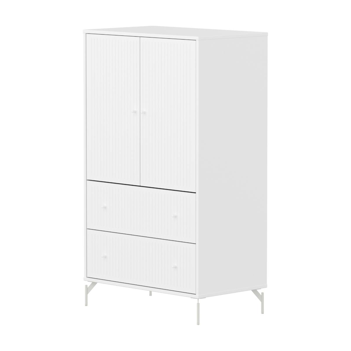 Armario 130cm 2 puertas 2 cajones ranuras-patas SAGA Flexa blanco-blanco