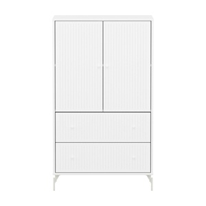 Armario 130cm 2 puertas 2 cajones ranuras-patas SAGA Flexa blanco-blanco
