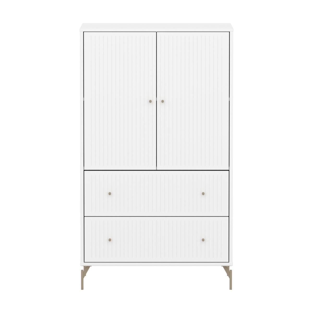Armario 130cm 2 puertas 2 cajones ranuras-patas SAGA Flexa blanco-oat