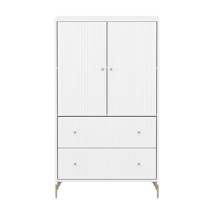 Armario 130cm 2 puertas 2 cajones ranuras-patas SAGA Flexa blanco-oat