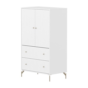 Armario 130cm 2 puertas 2 cajones ranuras-patas SAGA Flexa blanco-oat
