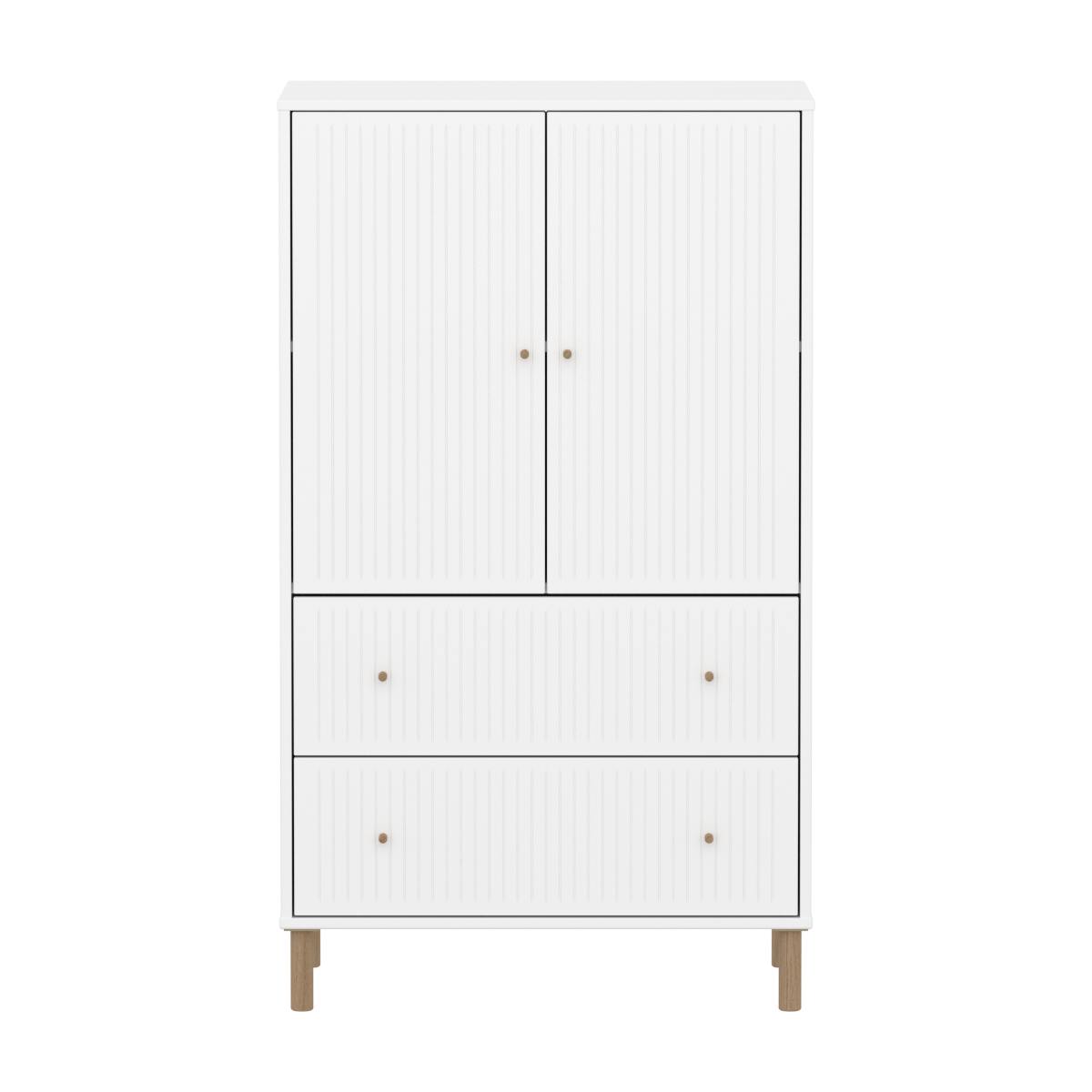Armario 130cm 2 puertas 2 cajones ranuras-patas SAGA Flexa blanco-roble
