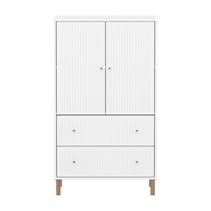 Armario 130cm 2 puertas 2 cajones ranuras-patas SAGA Flexa blanco-roble
