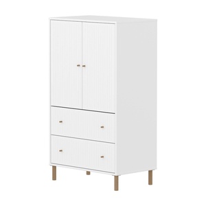 Armario 130cm 2 puertas 2 cajones ranuras-patas SAGA Flexa blanco-roble