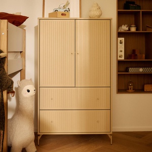 Armario 130cm 2 puertas 2 cajones ranuras-patas SAGA Flexa oat-oat