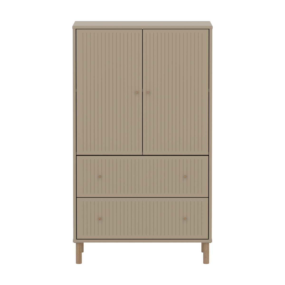 Armario 130cm 2 puertas 2 cajones ranuras-patas SAGA Flexa oat-roble