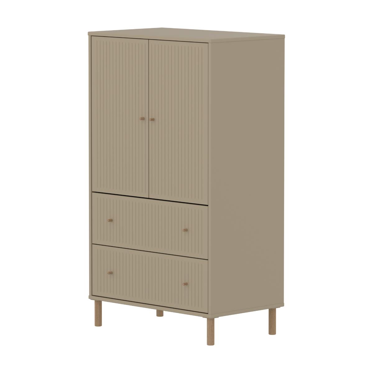 Armario 130cm 2 puertas 2 cajones ranuras-patas SAGA Flexa oat-roble