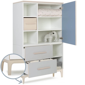 Armario 147 cm 1 puerta 2 cajones NADO Curve acabado fresno capri blue-manhattan grey