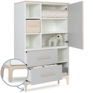 Armario 147 cm 1 puerta 2 cajones NADO Curve acabado fresno manhattan grey