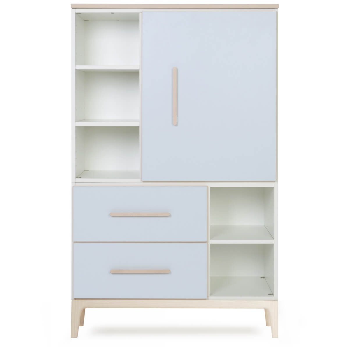 Armario 147 cm 1 puerta 2 cajones NADO Curve acabado fresno sky blue
