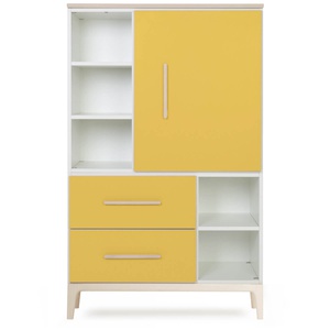Armario 147 cm 1 puerta 2 cajones NADO Curve acabado fresno sunshine yellow