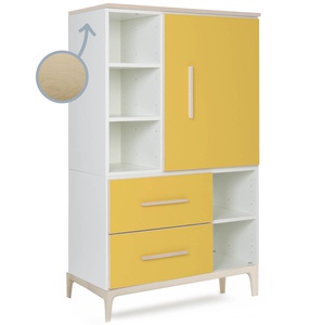 Armario 147 cm 1 puerta 2 cajones NADO Curve acabado fresno sunshine yellow