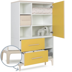Armario 147 cm 1 puerta 2 cajones NADO Curve acabado fresno sunshine yellow
