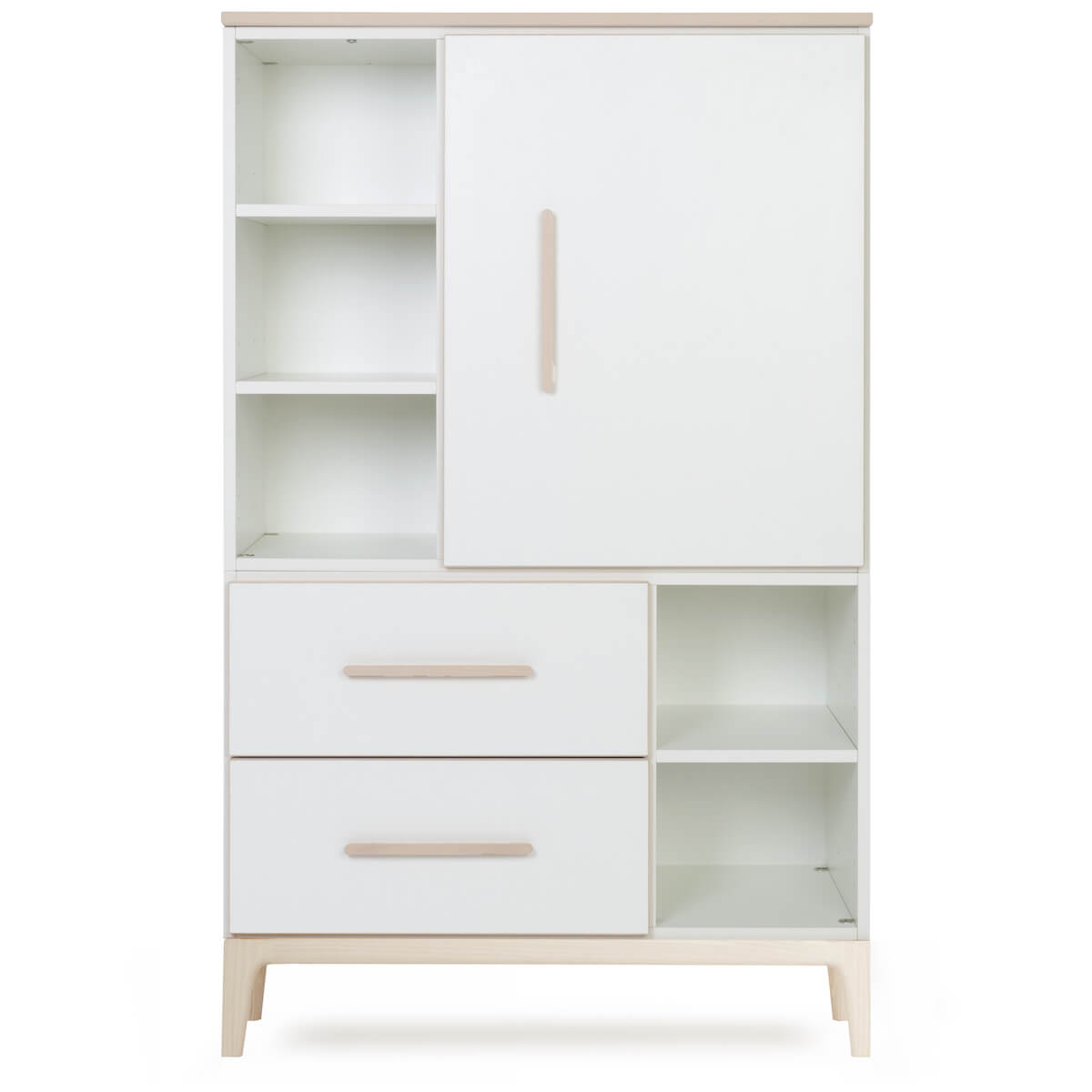 Armario 147 cm 1 puerta 2 cajones NADO Curve acabado fresno white