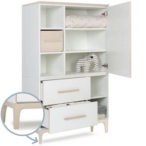 Armario 147 cm 1 puerta 2 cajones NADO Curve acabado fresno white