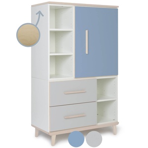 Armario 147 cm 1 puerta 2 cajones NADO Retro acabado fresno capri blue-manhattan grey