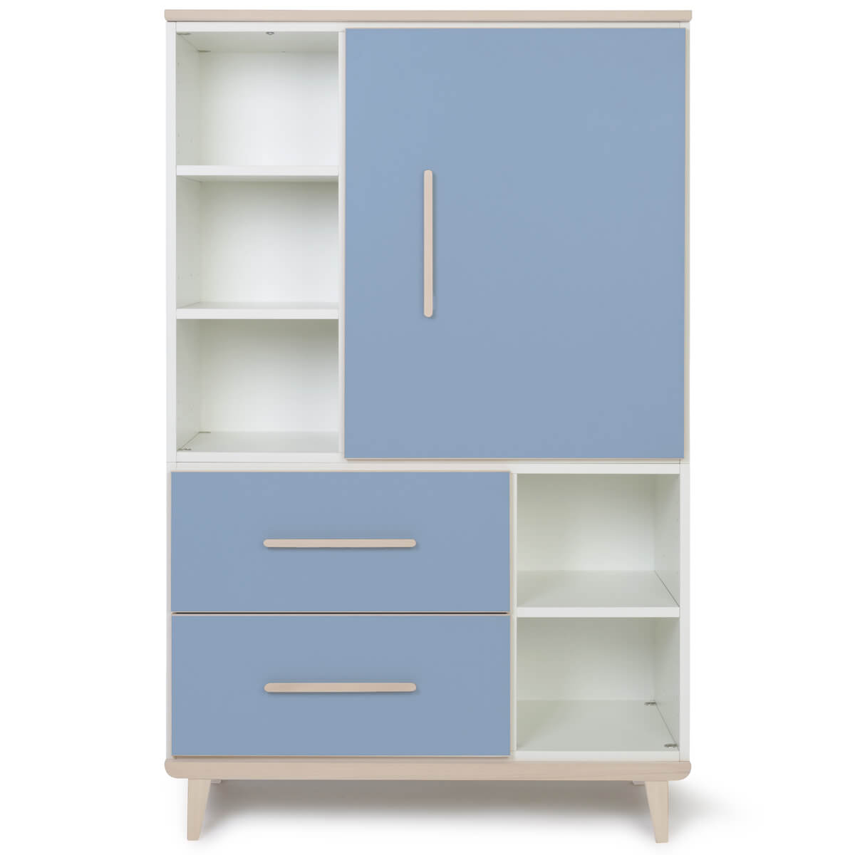 Armario 147 cm 1 puerta 2 cajones NADO Retro acabado fresno capri blue