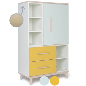 Armario 147 cm 1 puerta 2 cajones NADO Retro acabado fresno mint-sunshine yellow