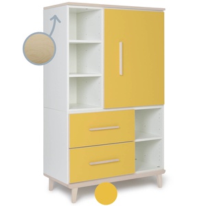 Armario 147 cm 1 puerta 2 cajones NADO Retro acabado fresno sunshine yellow