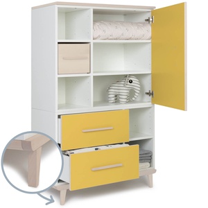 Armario 147 cm 1 puerta 2 cajones NADO Retro acabado fresno sunshine yellow