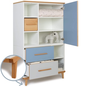 Armario 147 cm 1 puerta 2 cajones NADO Retro acabado haya capri blue-manhattan grey