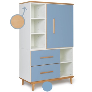 Armario 147 cm 1 puerta 2 cajones NADO Retro acabado haya capri blue