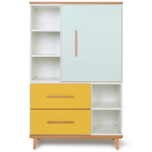 Armario 147 cm 1 puerta 2 cajones NADO Retro acabado haya mint-sunshine yellow